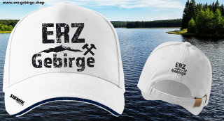 Erzgebirge Cap Basecap in Weiss Premium mit Metallverschluss Unisex Erwachsenenmodell by Siemik