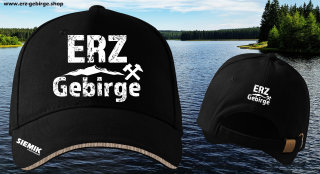 Erzgebirge Cap Basecap in Schwarz Premium mit Metallverschluss Unisex Erwachsenenmodell by Siemik