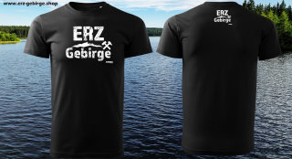 Erzgebirge T-Shirt Herren Premium Schwarz  Design Weiss by Siemik